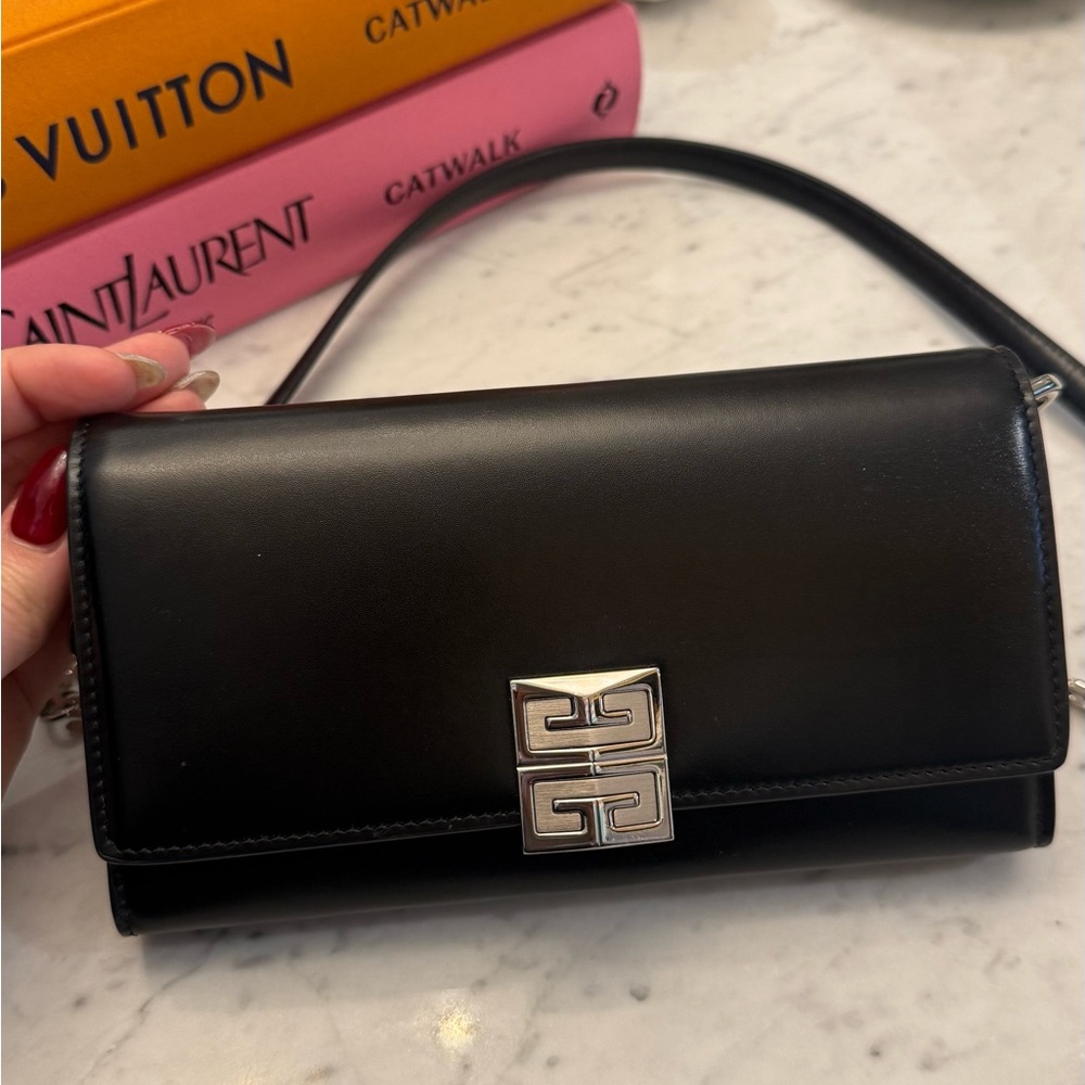 Givenchy Black Leather Wallet on Chain